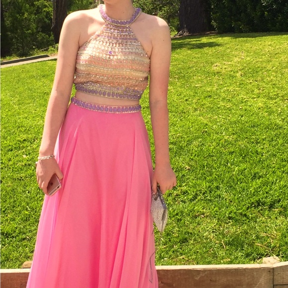 2 PIECE DESIGNER PROM DRESS GORGEOUS BEADED TOP & LONG SKIRT W/TRAIN SZ-4 💗🎀💎 - Picture 2 of 9